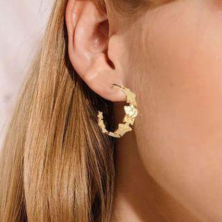 Star Alloy Open Hoop Earring Gold - One Size
