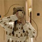 Bear Print Perforated Cardigan Bear - White - One Size