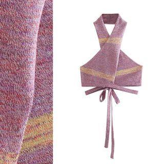 Halter Knit Wrap Camisole Top