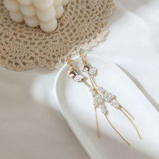 Rainbow & Faux Pearl Dangle Earring Stud Earring - 1 Pair - Gold - One Size