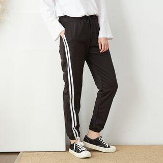Contrast Trim Sweatpants Black - One Size
