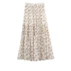 Floral Chiffon Midi A-line Skirt Almond - One Size