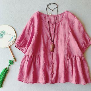 Traditional Chinese Short-sleeve Linen Top