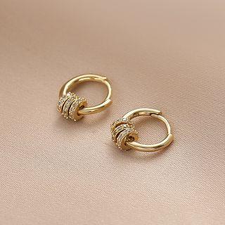 Rhinestone Interlocking Hoop Alloy Earring 1 Pair - Gold - One Size