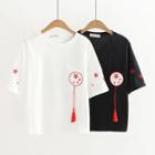 Short-sleeve Cherry Blossom Embroidered T-shirt