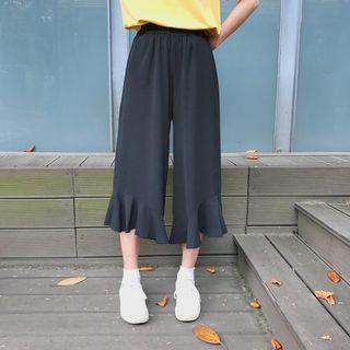 Elastic-waist Boot Cut Cropped Pants