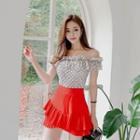 Frill-trim Patterned Lace Top