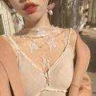 Sheer Long-sleeve Lace Top