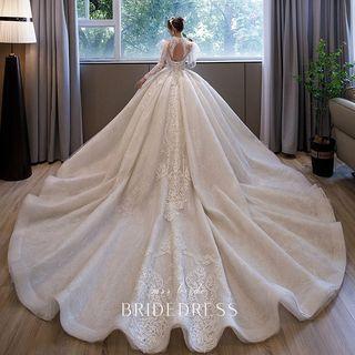 Long-sleeve Rhinestone Lace Wedding Gown (various Designs)
