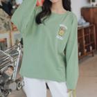 Long-sleeve Avocado Print Loose-fit T-shirt