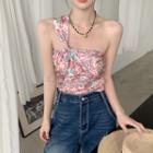 Asymmetrical Floral Print Knotted Camisole Top