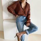 Wide-cuff Flower Print Shirt