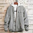 Set: Letter Hoodie + Corduroy Buttoned Jacket