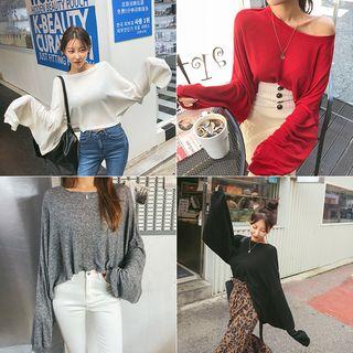 Drop-shoulder Wool Blend Pullover
