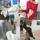 Drop-shoulder Wool Blend Pullover