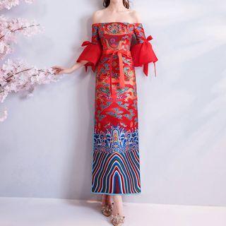 Off-shoulder Chinese Wedding Dress