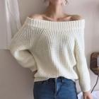 Off Shoulder Chunky Knit Sweater