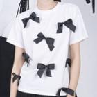 Short-sleeve Bow-accent T-shirt Bow-accent - White - One Size