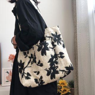 Floral Tote Bag Off-white - One Size