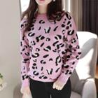 Leopard Pattern Sweater In Pink