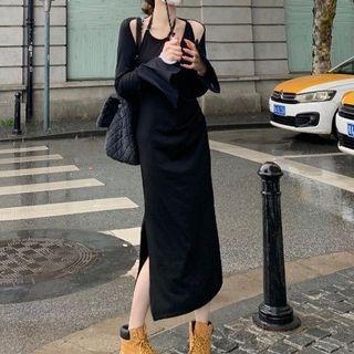 Halter-neck Midi Bodycon Dress / Cardigan