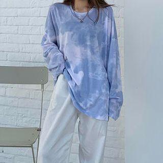 Long-sleeve Tie-dye T-shirt As Shown In Figure - One Size
