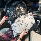 Faux Leather Printed Clutch