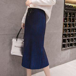 Stripe Midi H-line Knit Skirt