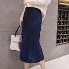 Stripe Midi H-line Knit Skirt