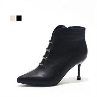 Rhinestone-trim Ankle Boots