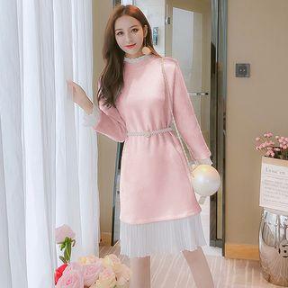 Ruffle Collar Mock Two-piece Dress