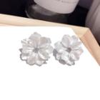 Rhinestone Acrylic Flower Earring 1 Pair - Silver Stud - White - One Size