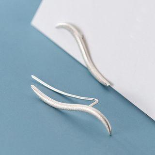 925 Sterling Silver Wavy Earring 1 Pair - Earrings - One Size