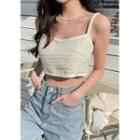 Strap-shoulder Crop Tweed Top