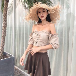Set: Lace-up Swim Top + Swim Skirt + Swim Bottom
