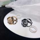 Set Of 3: Faux Pearl / Plastic Ring (various Designs)