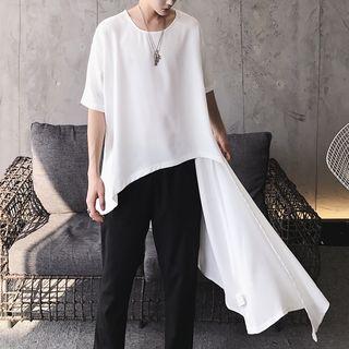 Asymmetric Short-sleeve Long T-shirt