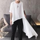 Asymmetric Short-sleeve Long T-shirt