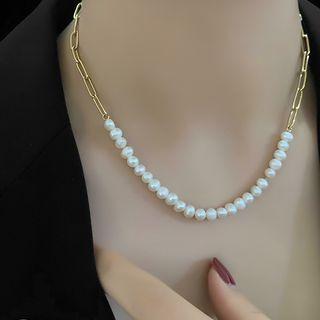 Freshwater Pearl Necklace Gold - One Size