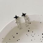 Star Alloy Fringed Earring 1 Pair - Silver Needle - Black Star - Silver - One Size