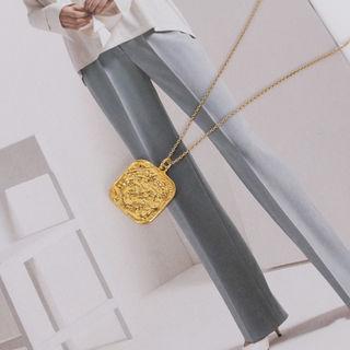Square Metallic Necklace Yellow - One Size