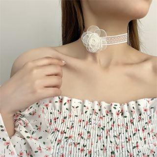 Flower Lace Choker 1pc - White - One Size