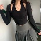 Set: Halter Neck Top + Long-sleeve T-shirt