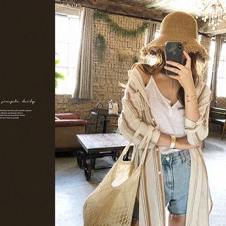Roll-up Sleeve Stripe Shirtdress