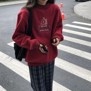 Embroidered Oversize Pullover Red - One Size