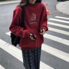 Embroidered Oversize Pullover Red - One Size