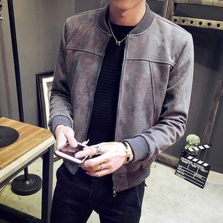 Plain Slim-fit Bomber Jacket