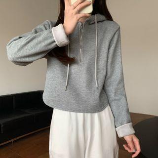 Half-zip Long-sleeve Cropped Hoodie