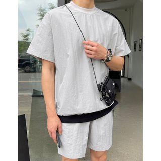 Drawcord-hem Plain T-shirt