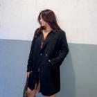Long-sleeve Print Cutout Shirt / Single-breasted Blazer